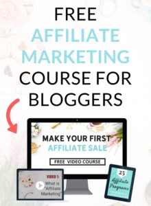 Make your first affiliate sale and start monetizing your blog today. Take my free affiliate marketing course for bloggers!