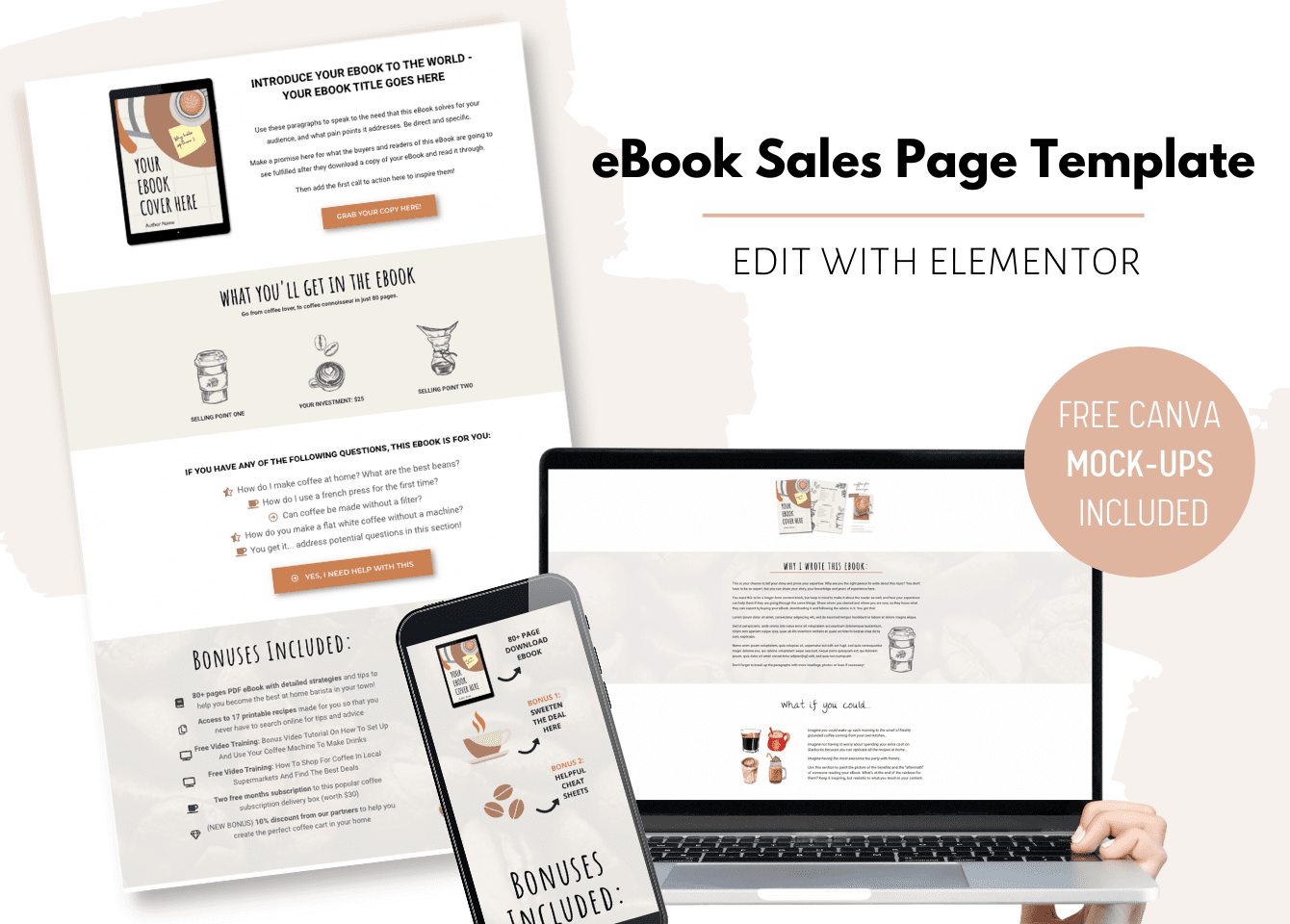 Elementor Ebook Sales Page Template - The She Approach